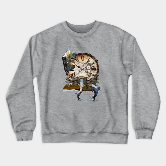 Steam-punk ocean library Crewneck Sweatshirt by Just Kidding by Nadine May